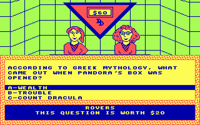 Double Dare IBM PC/Compatibles Screenshot: This question is worth $20, do you know the correct response?