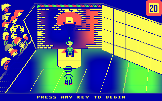 Double Dare IBM PC/Compatibles Screenshot: Playing a little basketball...of sorts.