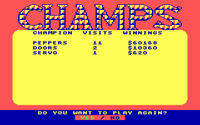 Double Dare IBM PC/Compatibles Screenshot: High scores screen.