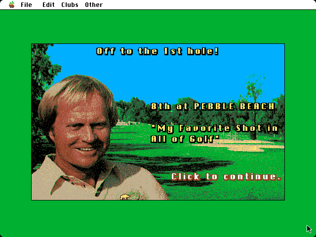 Jack Nicklaus' Greatest 18 Holes of Major Championship Golf Macintosh Screenshot: Off to the first hole!