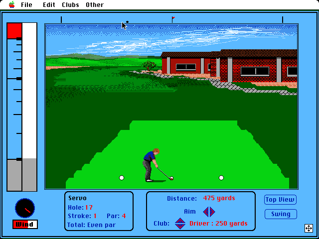 Jack Nicklaus' Greatest 18 Holes of Major Championship Golf Macintosh Screenshot: Hole 17 tee shot.
