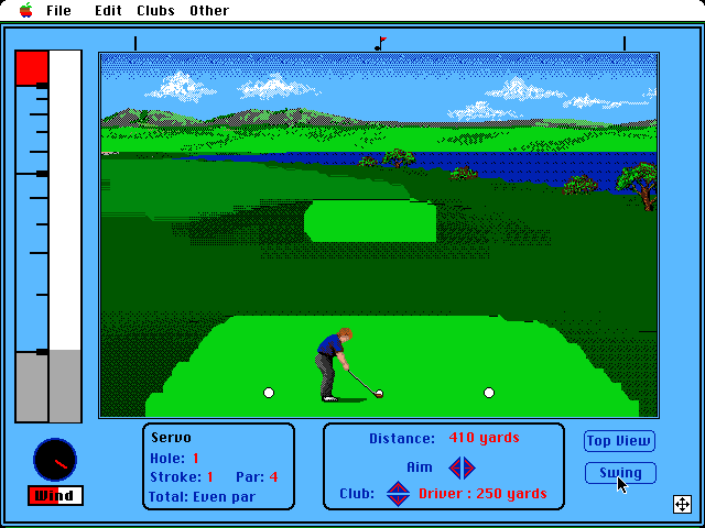 Jack Nicklaus' Greatest 18 Holes of Major Championship Golf Macintosh Screenshot: The first tee shot...