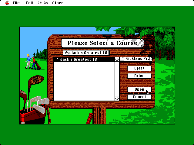 Jack Nicklaus' Greatest 18 Holes of Major Championship Golf Macintosh Screenshot: Course selection.