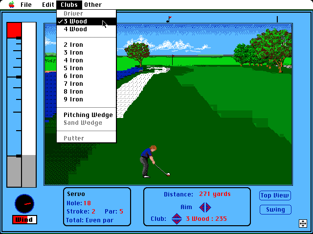 Jack Nicklaus' Greatest 18 Holes of Major Championship Golf Macintosh Screenshot: Selecting a club...