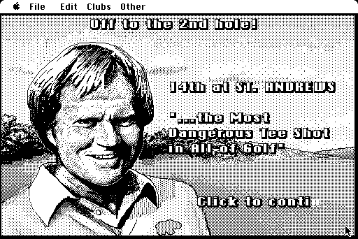 Jack Nicklaus' Greatest 18 Holes of Major Championship Golf Macintosh Screenshot: Each hole has a short introduction by Jack Nicklaus.