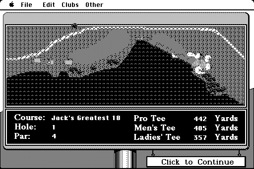 Jack Nicklaus' Greatest 18 Holes of Major Championship Golf Macintosh Screenshot: Overhead view.