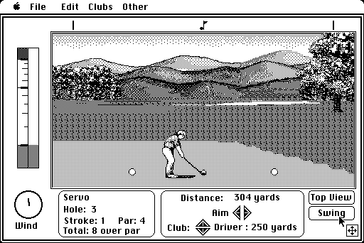 Jack Nicklaus' Greatest 18 Holes of Major Championship Golf Macintosh Screenshot: Teeing off on a par 4...