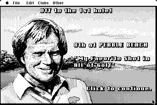 Jack Nicklaus' Greatest 18 Holes of Major Championship Golf Macintosh Screenshot: Off to the first tee.