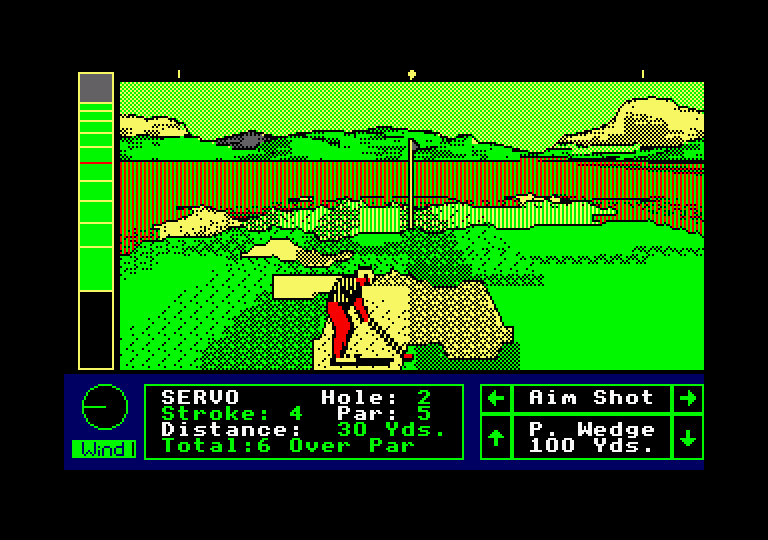 Jack Nicklaus' Greatest 18 Holes of Major Championship Golf Amstrad CPC Screenshot: I almost landed in the sand...