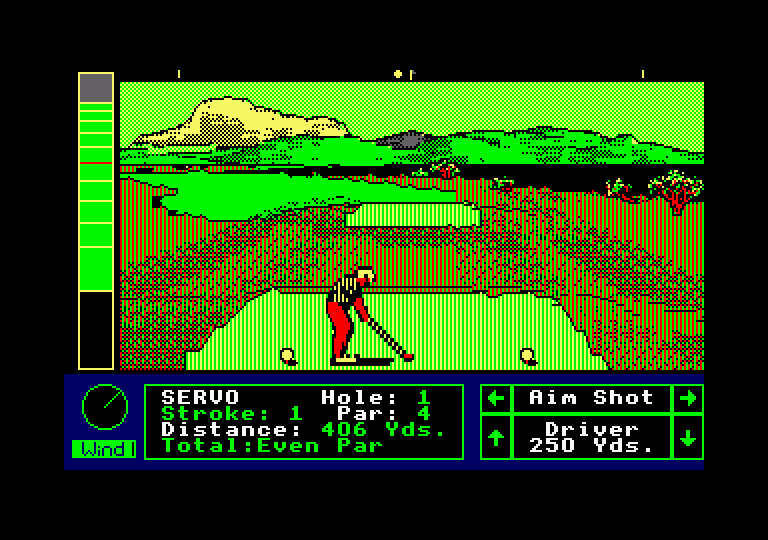 Jack Nicklaus' Greatest 18 Holes of Major Championship Golf Amstrad CPC Screenshot: Teeing off...