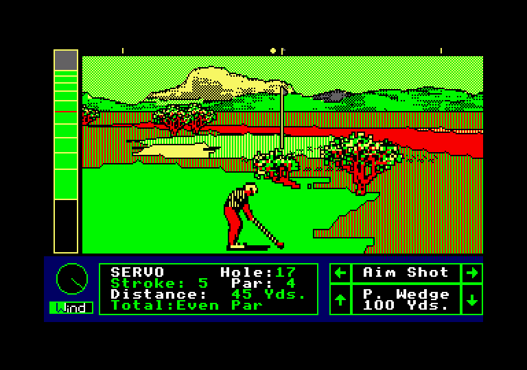 Jack Nicklaus' Greatest 18 Holes of Major Championship Golf Amstrad CPC Screenshot: Approaching the green...