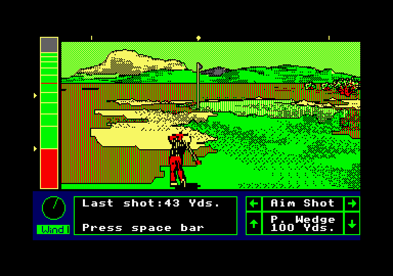 Jack Nicklaus' Greatest 18 Holes of Major Championship Golf Amstrad CPC Screenshot: A short chip to the green...
