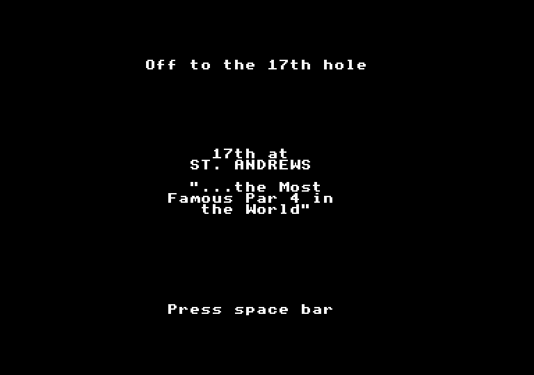 Jack Nicklaus' Greatest 18 Holes of Major Championship Golf Amstrad CPC Screenshot: The 17th from St. Andrews.