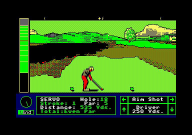 Jack Nicklaus' Greatest 18 Holes of Major Championship Golf Amstrad CPC Screenshot: The famous 18th hole at Pebble Beach!
