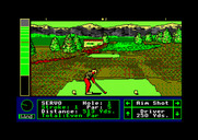 Jack Nicklaus' Greatest 18 Holes of Major Championship Golf for Amstrad CPC - Teeing off at Castle Pines.