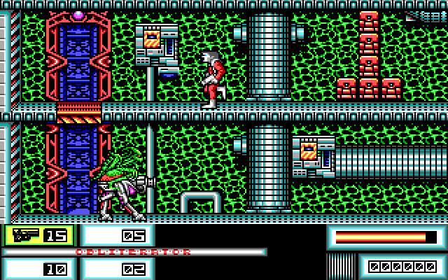 Obliterator IBM PC/Compatibles Screenshot: A dangerous looking alien on the lower floor...