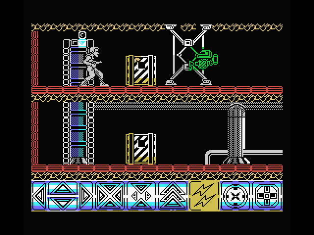 Obliterator MSX Screenshot: Try to shoot this flying robot if you can...
