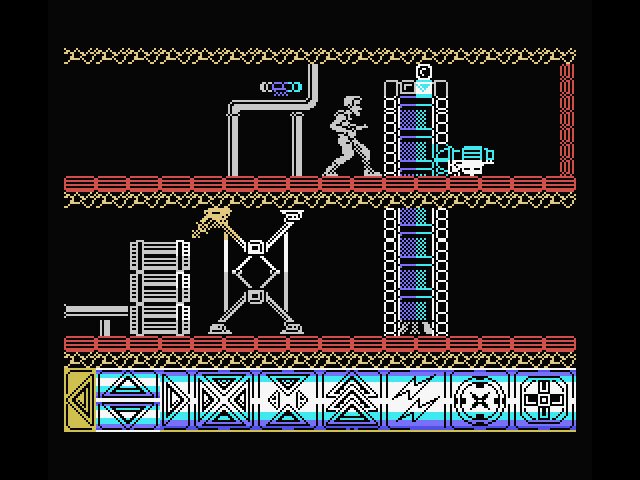 Obliterator MSX Screenshot: Watch out for that robot on the ground here!