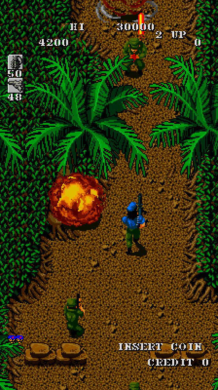 Guerrilla War Arcade Screenshot: Don't get hit by exploding grenades...