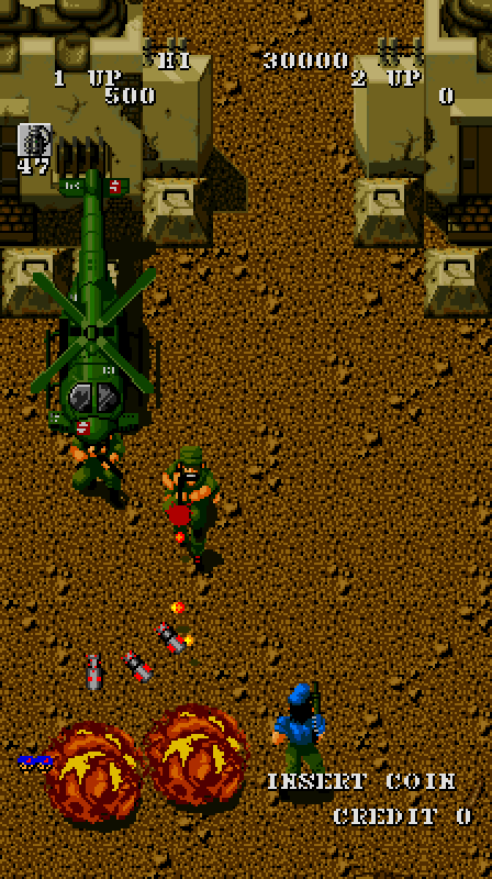 Guerrilla War Arcade Screenshot: This chopper is dangerous!