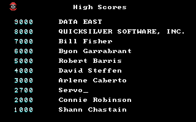 Guerrilla War IBM PC/Compatibles Screenshot: High score table.