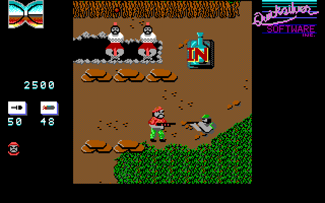 Guerrilla War IBM PC/Compatibles Screenshot: Rescue the hostages, then steal that tank!