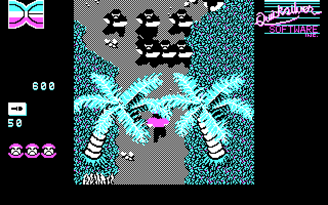 Guerrilla War IBM PC/Compatibles Screenshot: Watch out for the enemies hiding behind the trees.