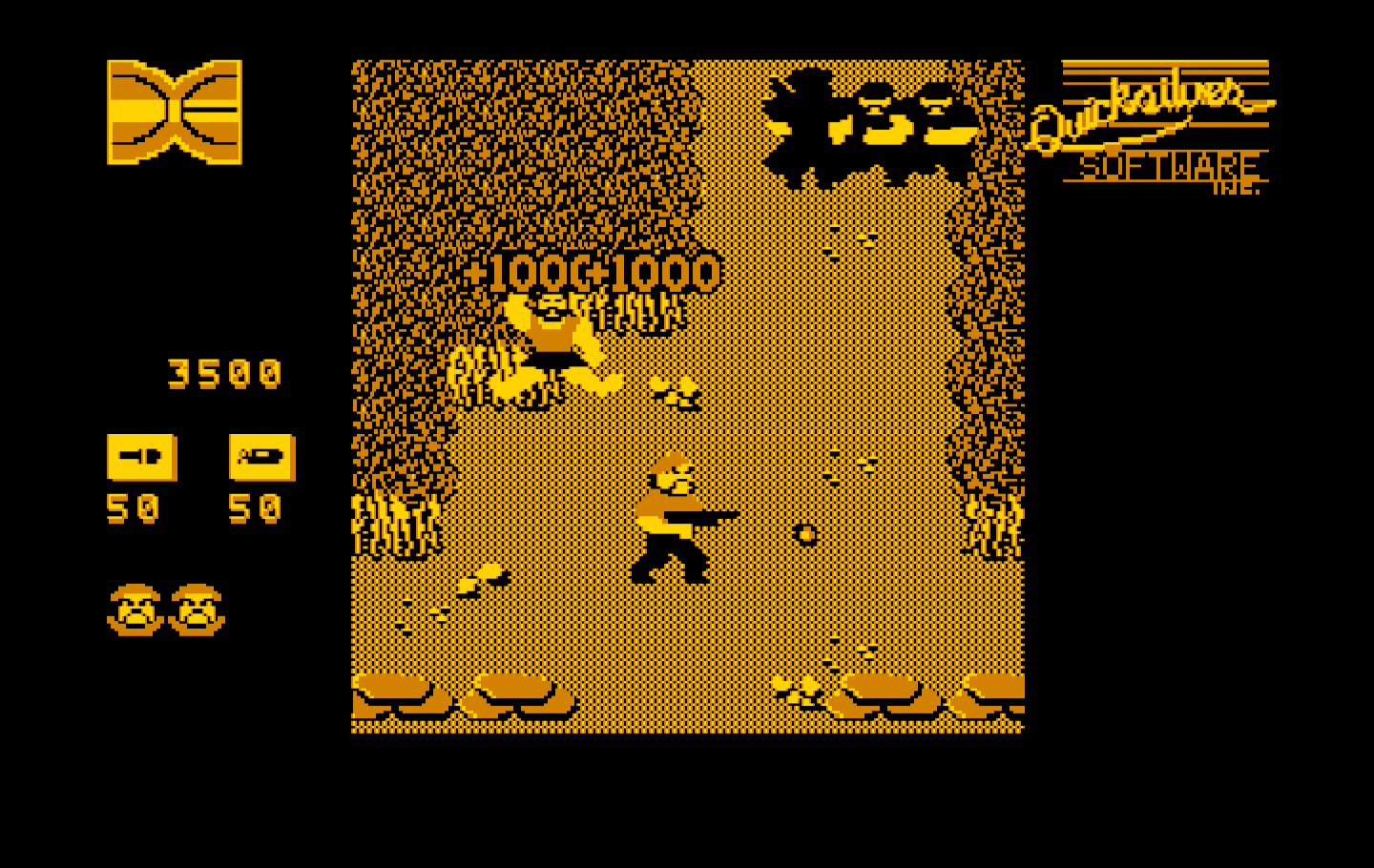 Guerrilla War IBM PC/Compatibles Screenshot: Bonus points for rescuing hostages.