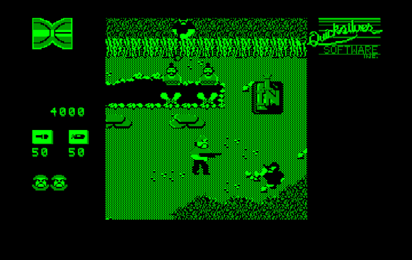 Guerrilla War IBM PC/Compatibles Screenshot: Rescue the hostages, then steal the tank!