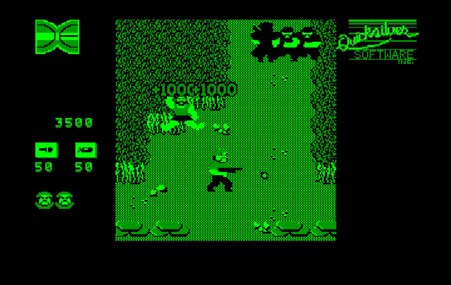 Guerrilla War IBM PC/Compatibles Screenshot: Bonus points for rescuing hostages.