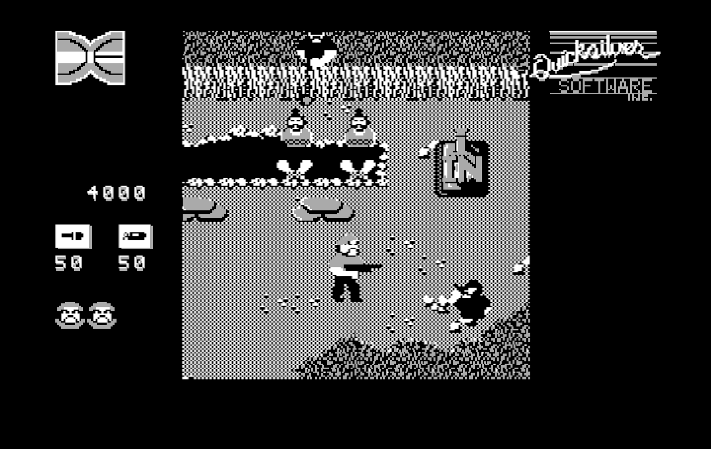 Guerrilla War IBM PC/Compatibles Screenshot: Rescue the hostages, then steal the tank!