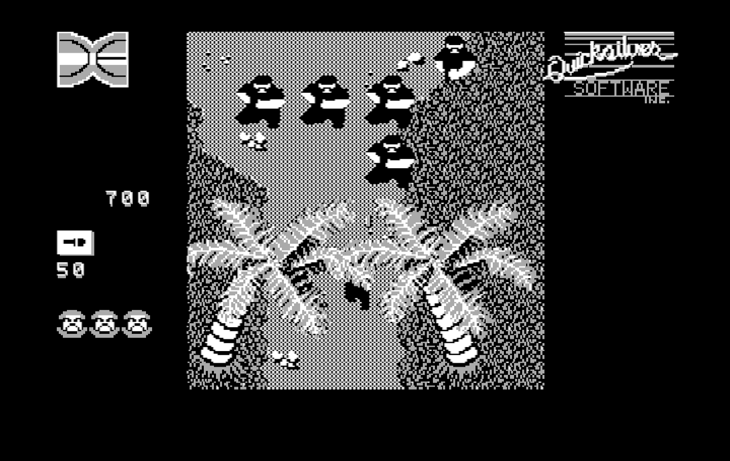 Guerrilla War IBM PC/Compatibles Screenshot: Watch out for the enemies hiding behind the trees!