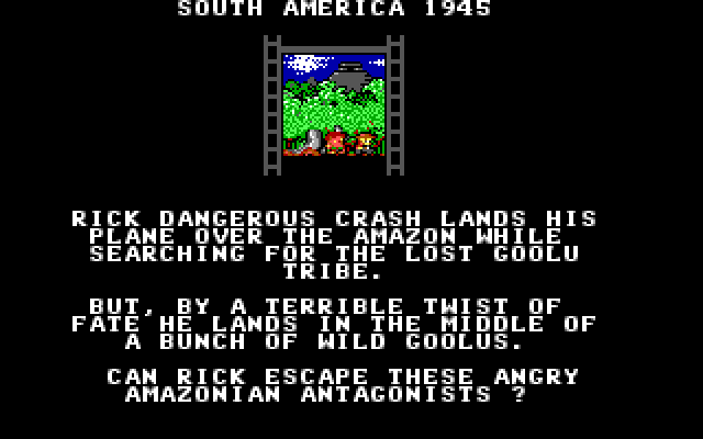 Rick Dangerous IBM PC/Compatibles Screenshot: Introduction to the first level.