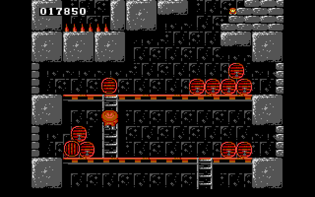 Rick Dangerous IBM PC/Compatibles Screenshot: Avoid the rolling barrels.