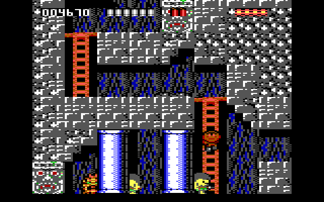 Rick Dangerous IBM PC/Compatibles Screenshot: Climbing down further...