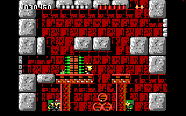 Rick Dangerous IBM PC/Compatibles Screenshot: Jumping my way past some opponents...