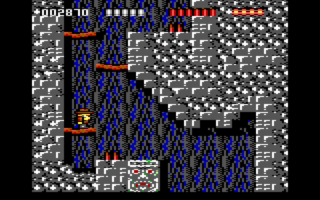 Rick Dangerous IBM PC/Compatibles Screenshot: Don't land on the spikes when jumping to platforms.