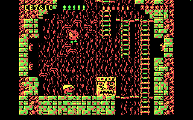 Rick Dangerous IBM PC/Compatibles Screenshot: There are some types of tiles that Rick can climb on.