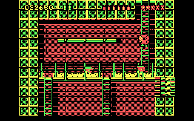 Rick Dangerous IBM PC/Compatibles Screenshot: Climbing past some enemies...
