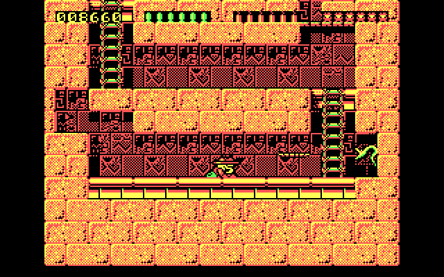 Rick Dangerous IBM PC/Compatibles Screenshot: Crawl to avoid being hit by darts.