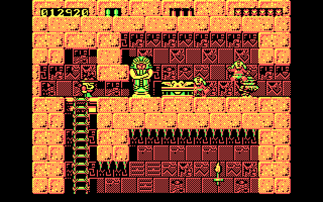 Rick Dangerous IBM PC/Compatibles Screenshot: Mummies hurt both Rick and opponents equally!