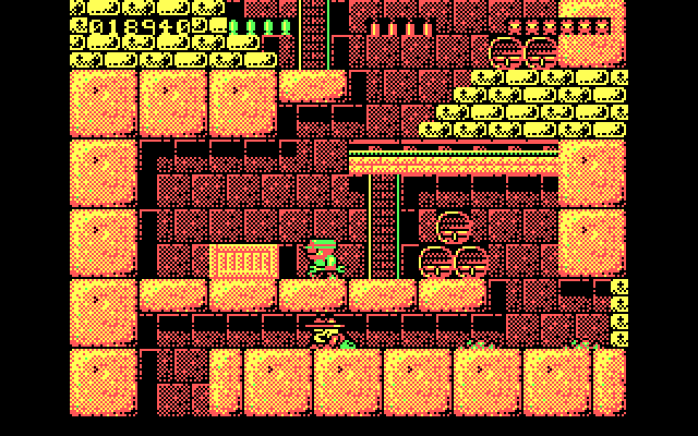 Rick Dangerous IBM PC/Compatibles Screenshot: Crawling through a passageway...