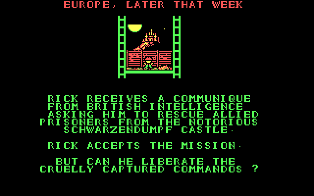 Rick Dangerous IBM PC/Compatibles Screenshot: The next mission is even tougher...