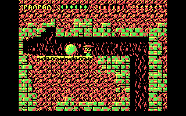 Rick Dangerous IBM PC/Compatibles Screenshot: First, Rick needs to escape from this giant boulder!