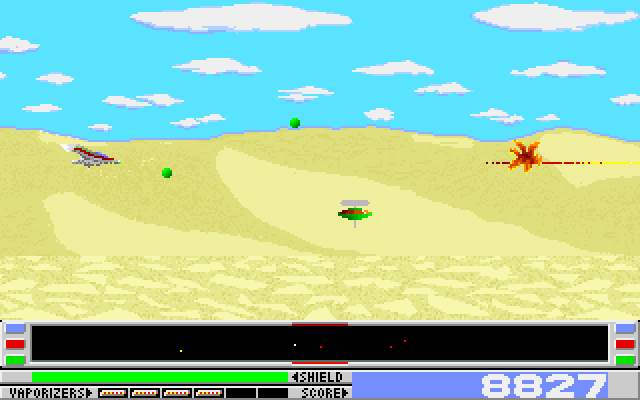 Revenge of Defender IBM PC/Compatibles Screenshot: Enemy saucer destroyed!