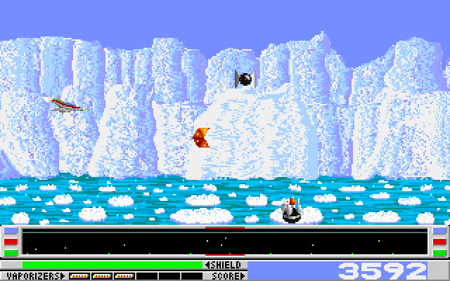 Revenge of Defender IBM PC/Compatibles Screenshot: Some opponents split into multiple parts when shot.