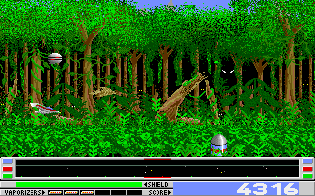 Revenge of Defender IBM PC/Compatibles Screenshot: Each level features different types of opponents, and some are very quick...