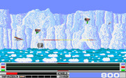 Revenge of Defender for IBM PC/Compatibles - Some levels have obstacles that temporarily distort the scanner when shot.