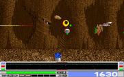 Revenge of Defender for IBM PC/Compatibles - One enemy destroyed, many more to go...