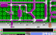 Revenge of Defender for IBM PC/Compatibles - A giant spring jumps up and down, either avoid or shoot it...